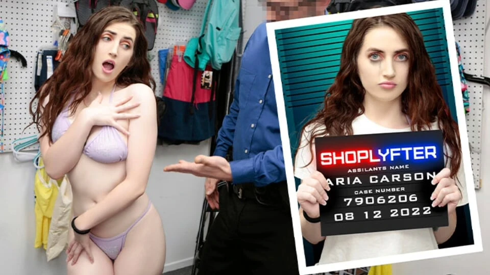Shoplyfter – Perv Officer Moves Cute Thief Aria Carson’s Purple Thong And Drills Her On The Desk